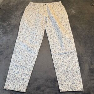 Memphis Floral High Rise Pants Womens 31x29 White Vintage Mom Jeans Tapered Leg